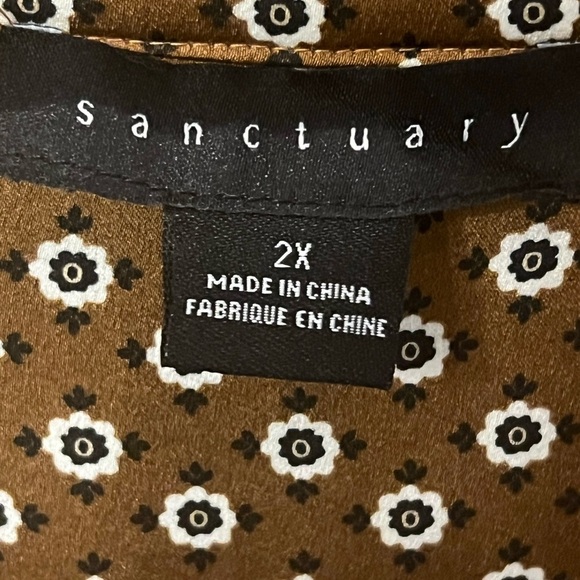 Sanctuary Womens 2X Brown Polka Dot Geo Print Blouse - Picture 5 of 6